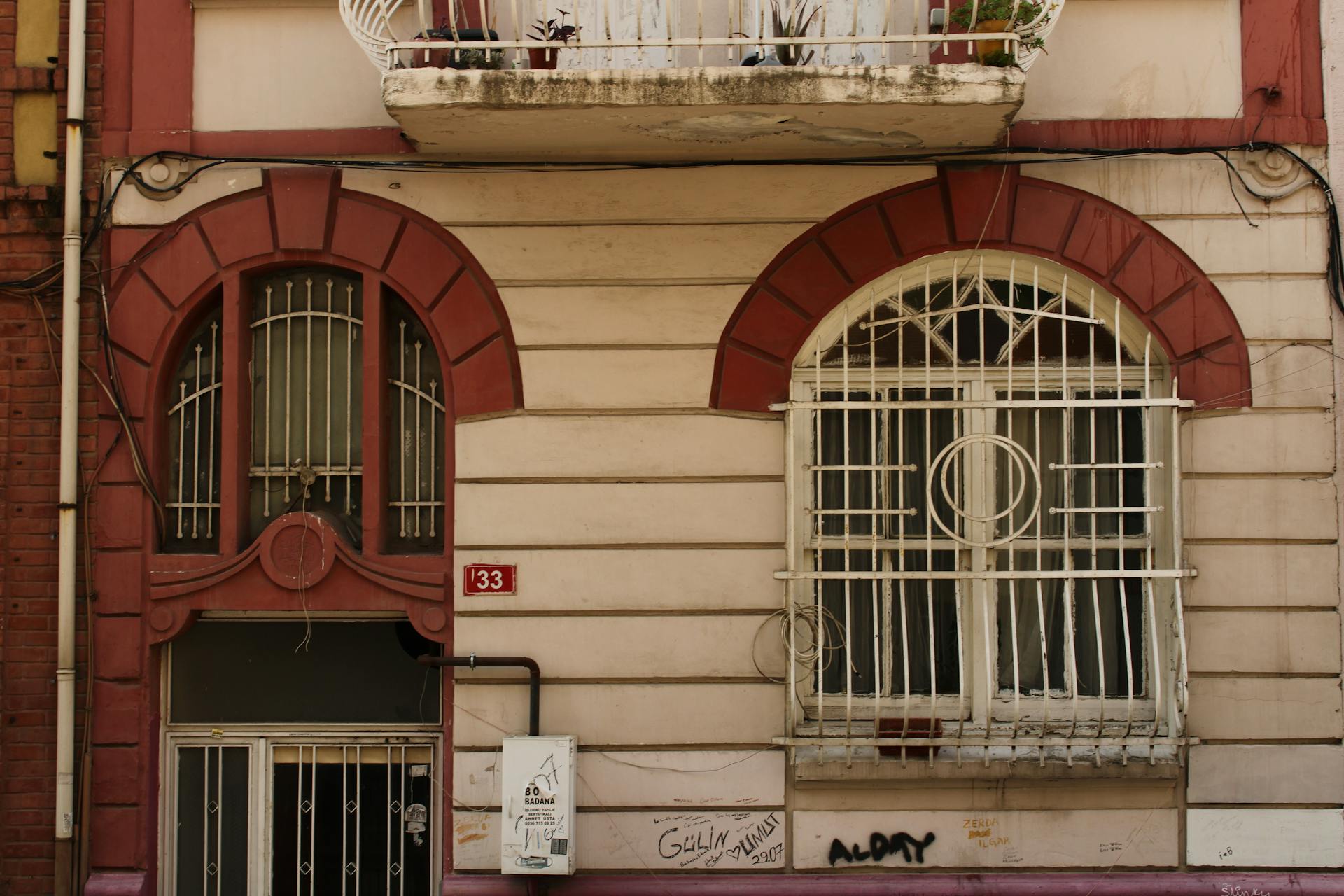 Bars on Windows in Building in Town in Turkey