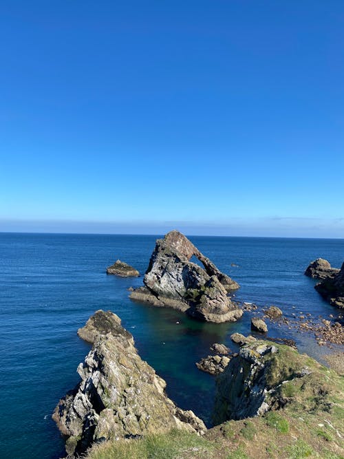 Sunlit Rocks on Sea Shore