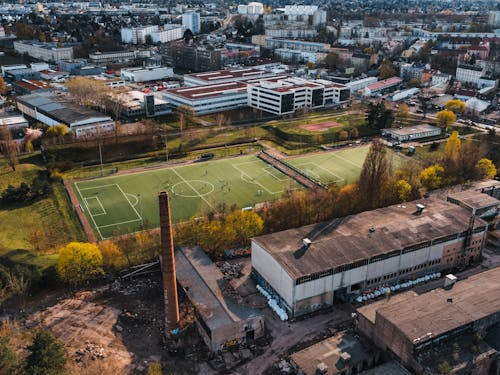 Foto d'estoc gratuïta de arbres, camps de futbol, ciutat