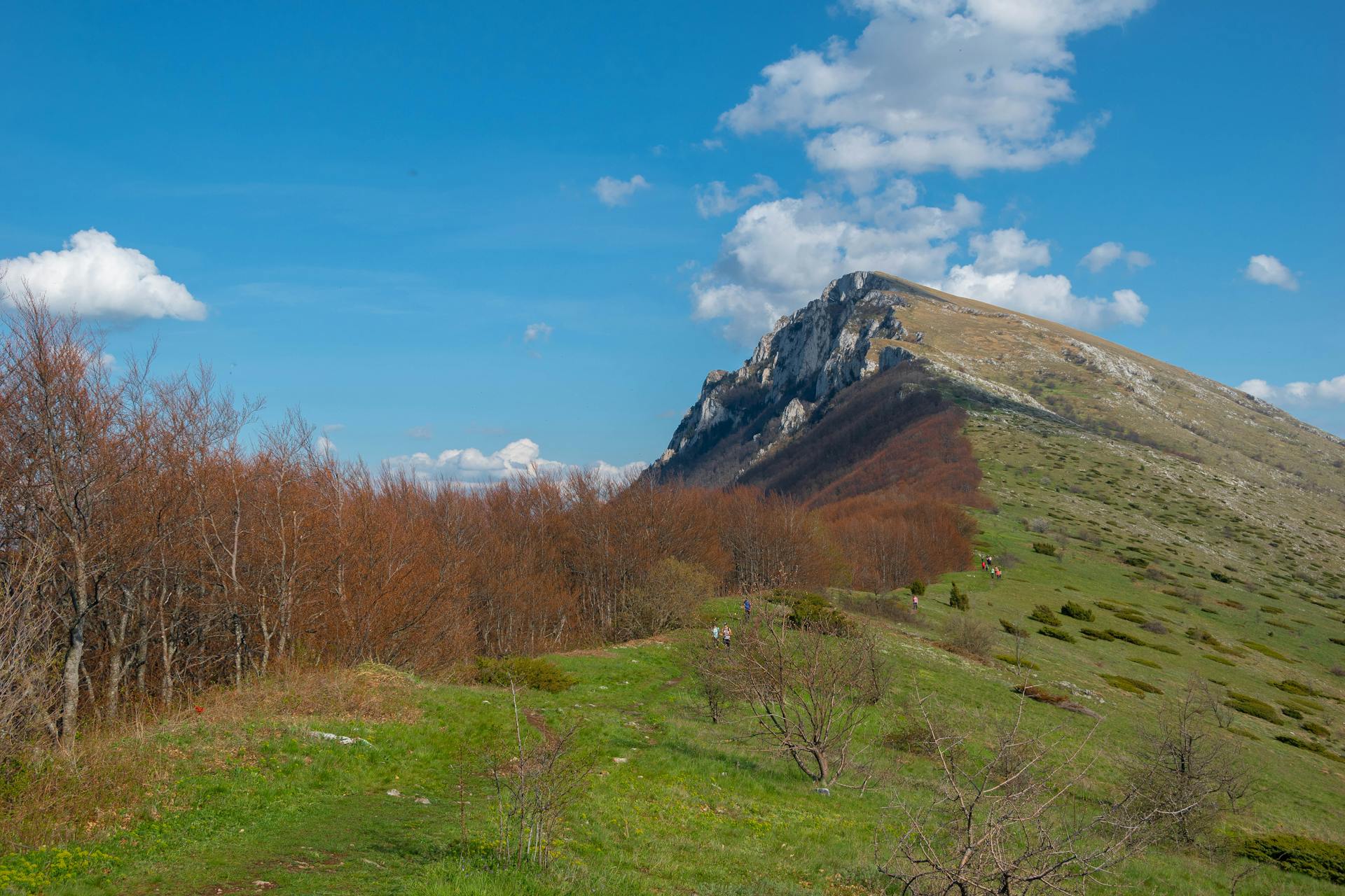 Beautiful landscape of Avala Mountain, Serbia in autumn with clear blue skies.