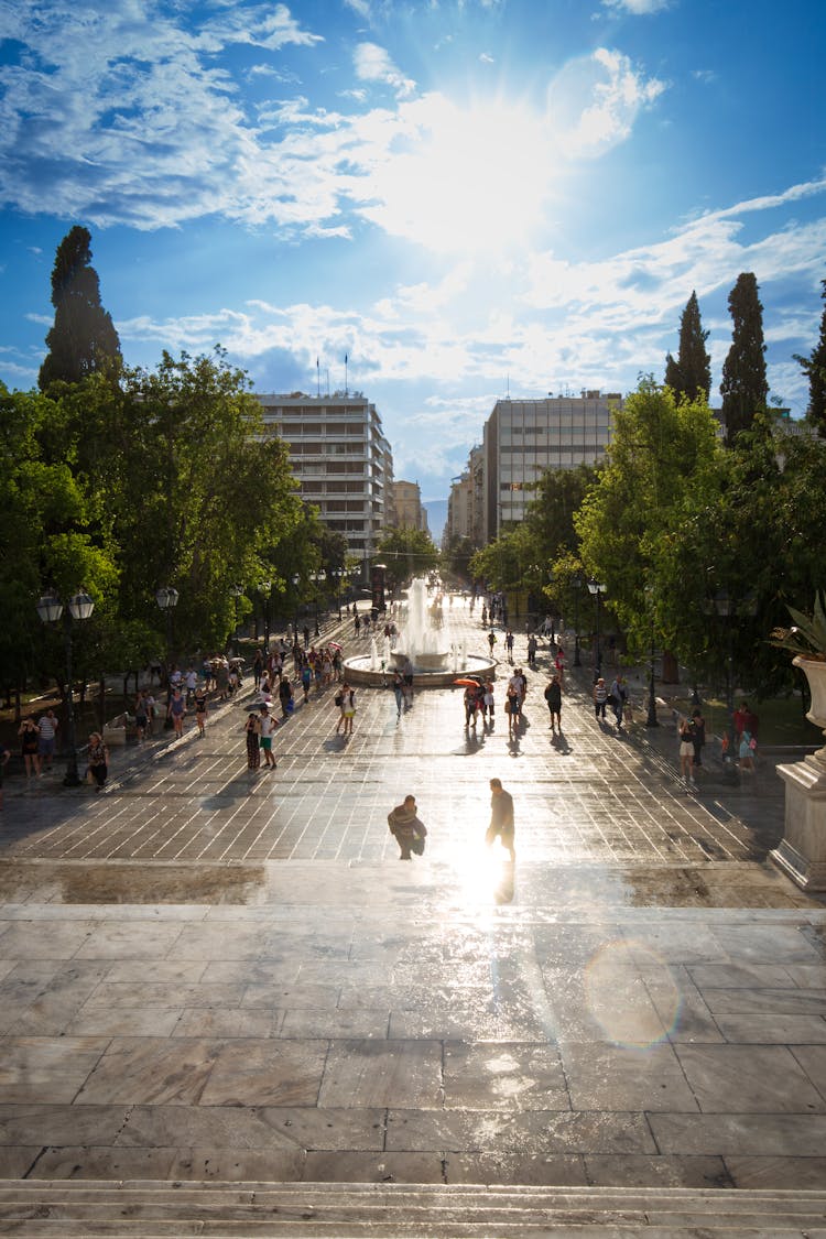 Sunlight Over Square In City