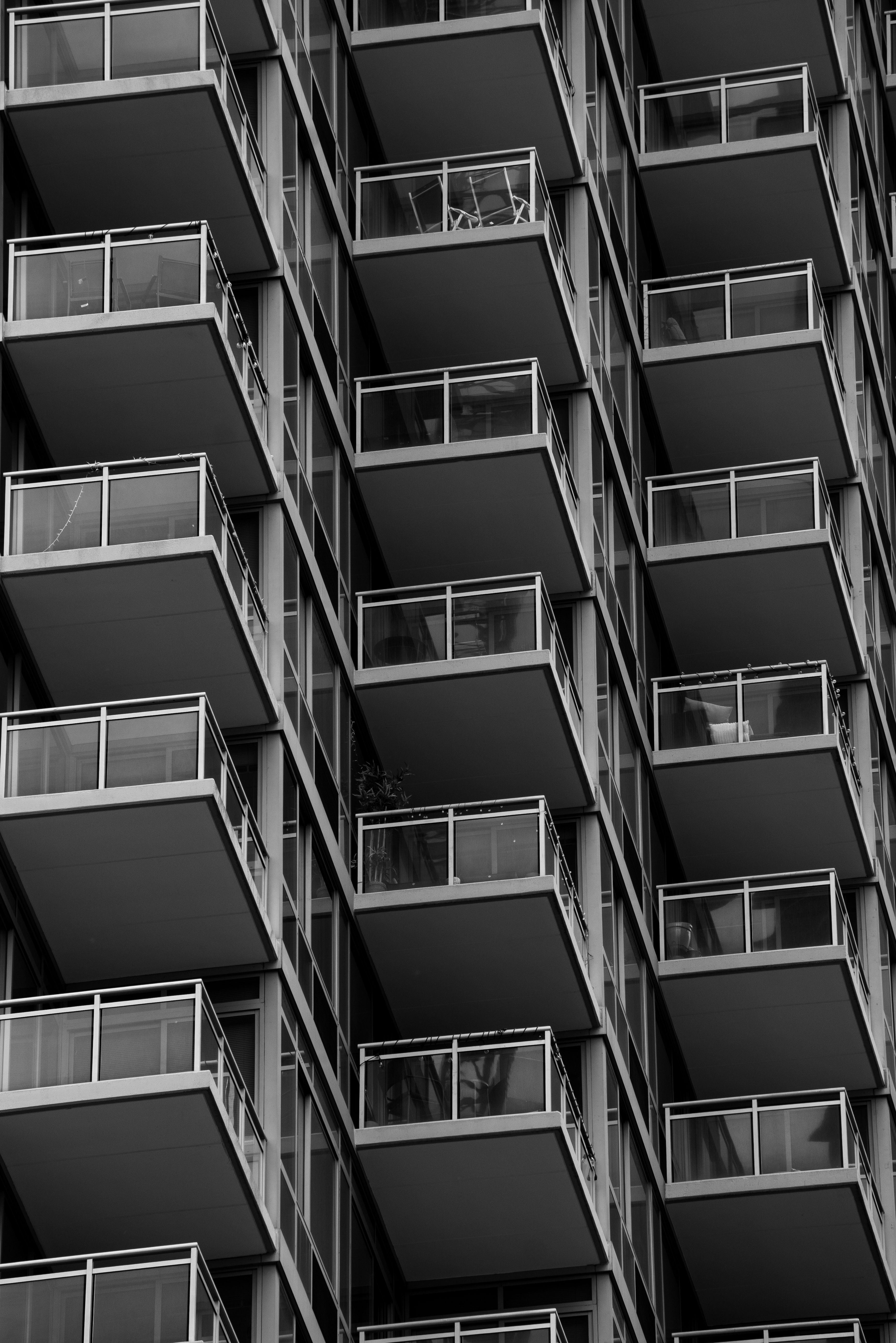 Rows of Balconies in Black and White · Free Stock Photo