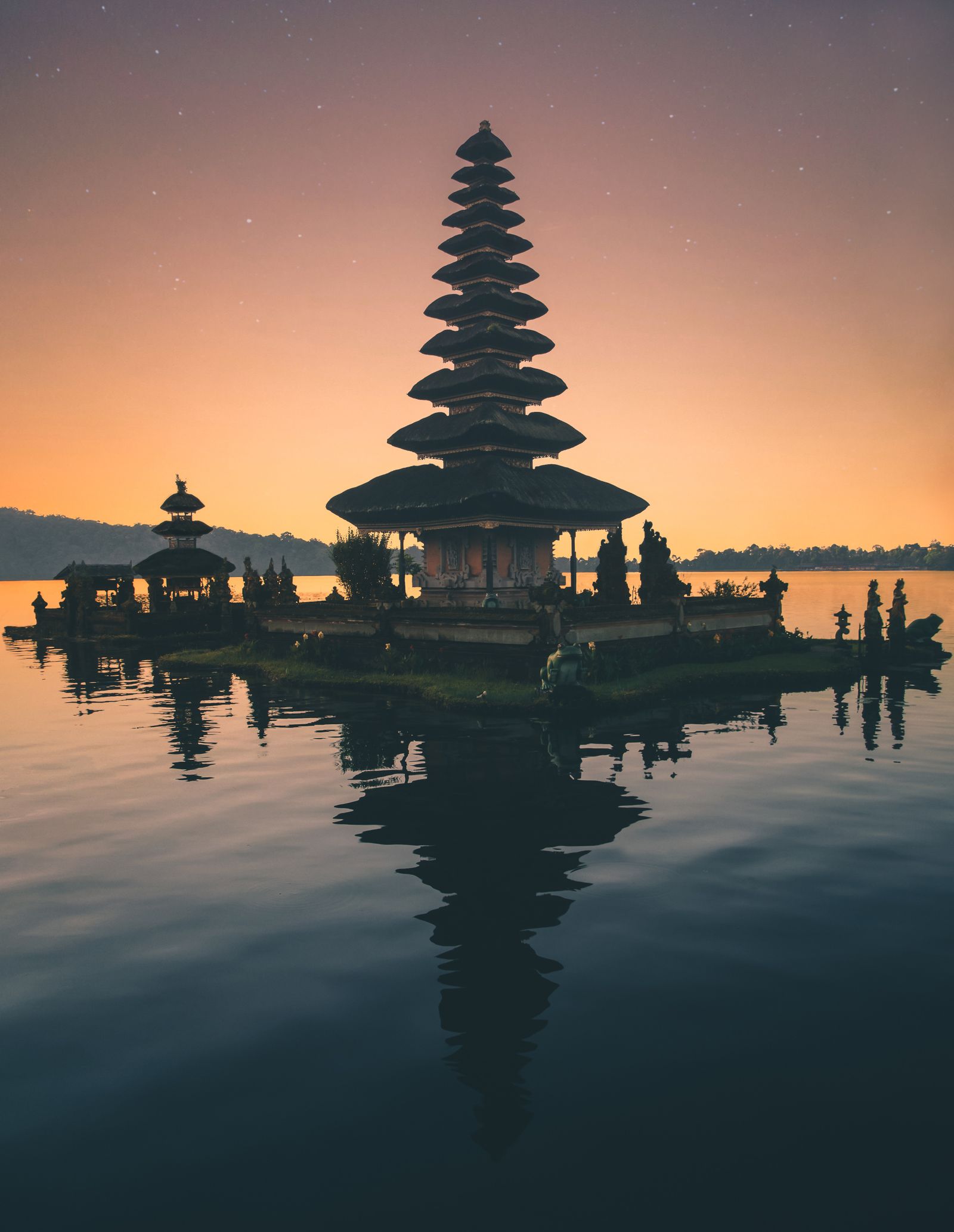 Dramatic golden sunset over the ocean in Bali, Indonesia