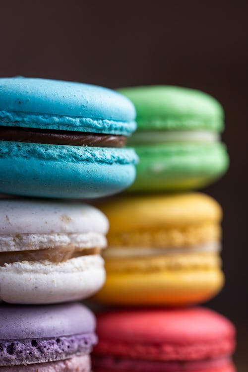 Macarons in Various Colours in Stacks