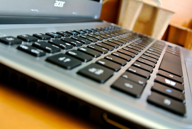 Close-up of an Acer laptop keyboard showing key details and layout