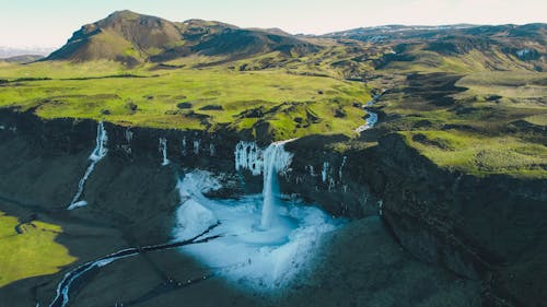 Бесплатное стоковое фото с seljalandsfoss, Аэрофотосъемка, водопад