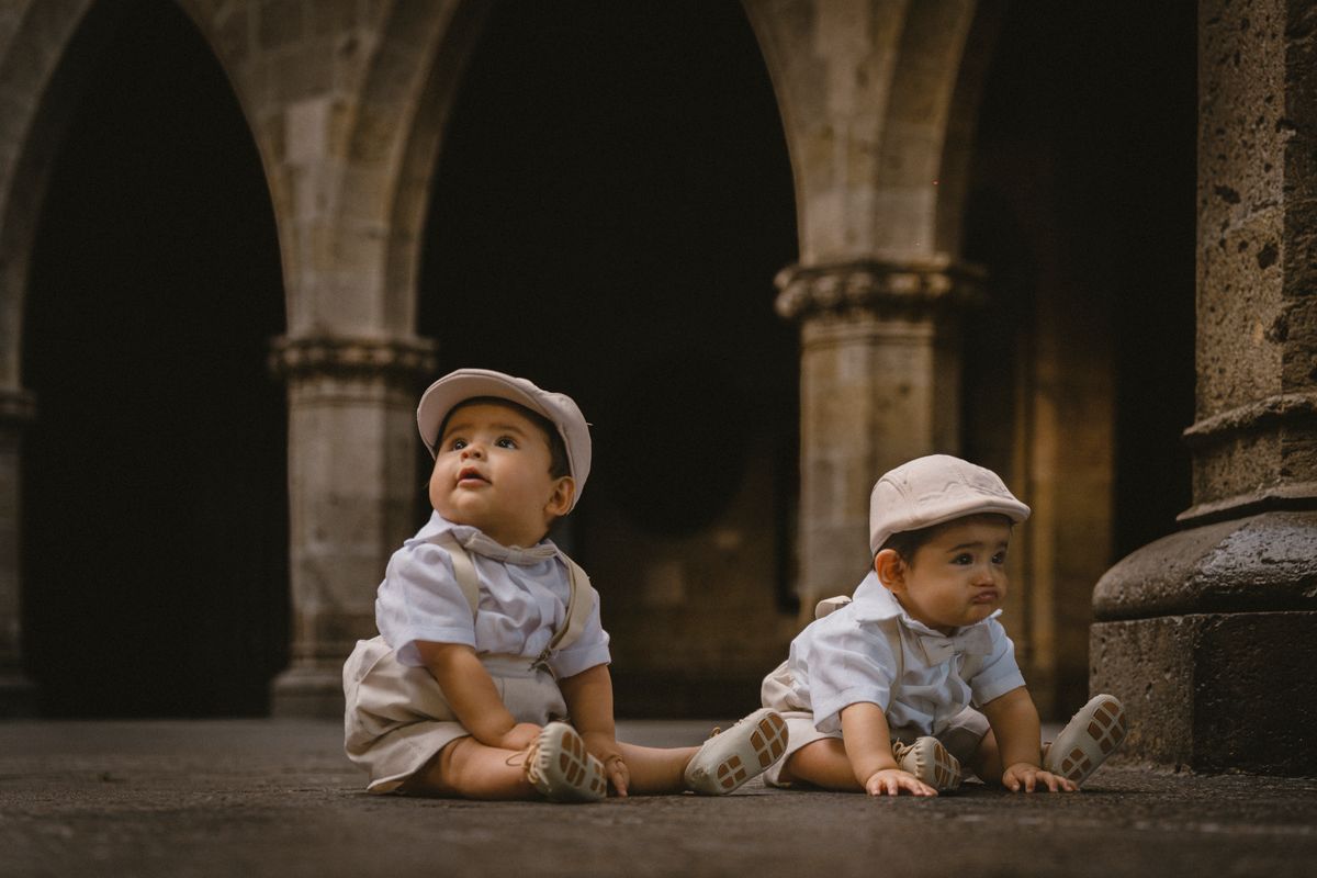 Two children in elegant occasion outfits