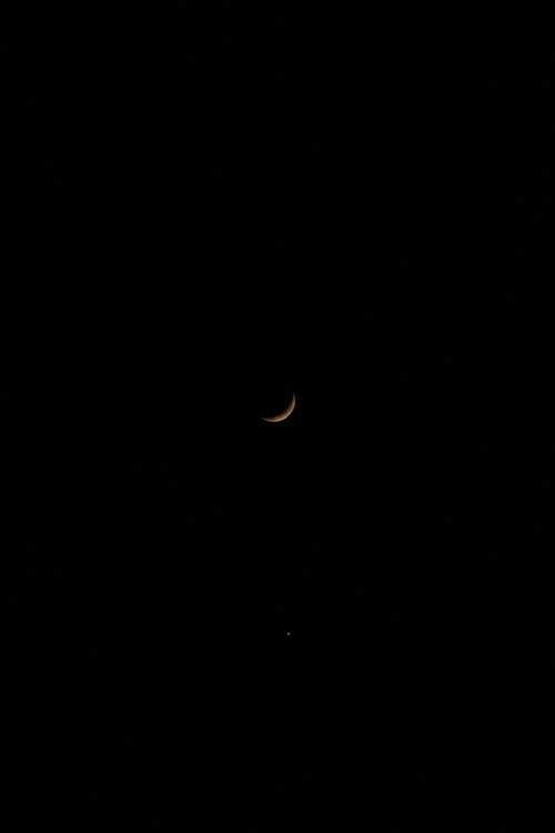 Free Crescent Moon in the Night Sky  Stock Photo