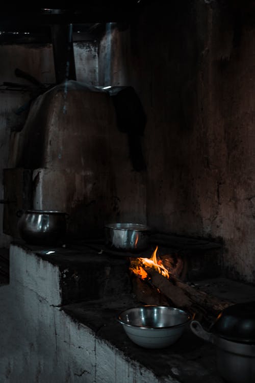 Pots on an Antique Stone Stove 