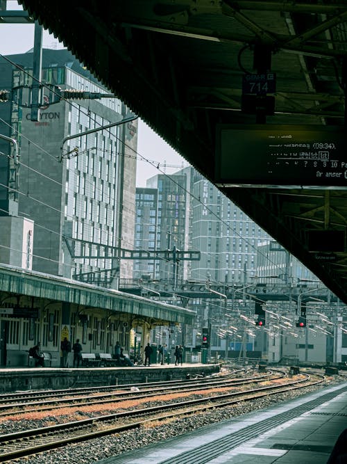 Train Station in City seen from the Platform 