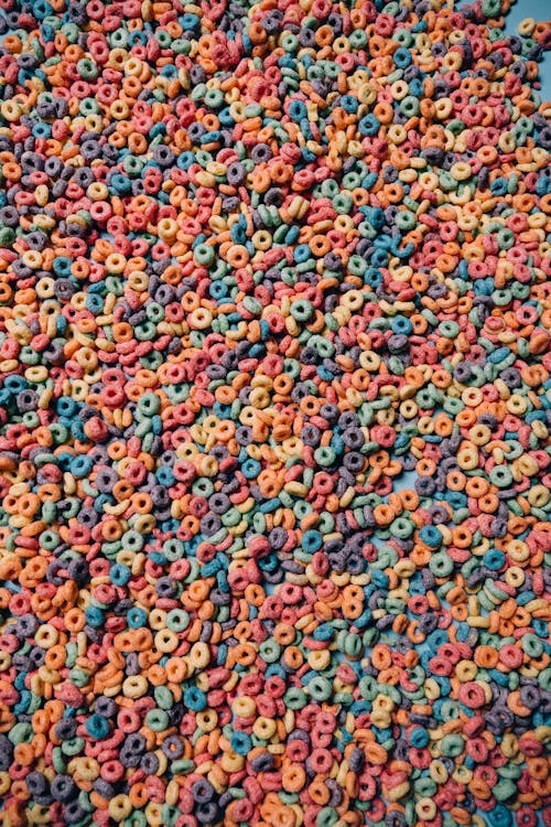 Abundance of Colorful Fruity Cereal