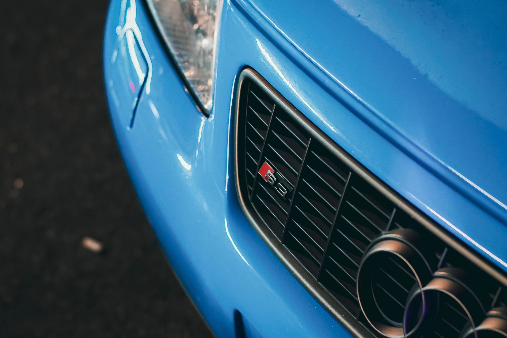 Close up of Blue Audi S3