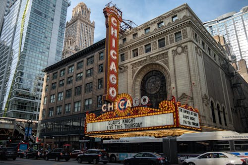 Základová fotografie zdarma na téma auta, budovy, chicago divadlo