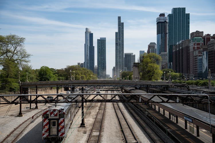 Trains And Railway Tracks In Chicago 