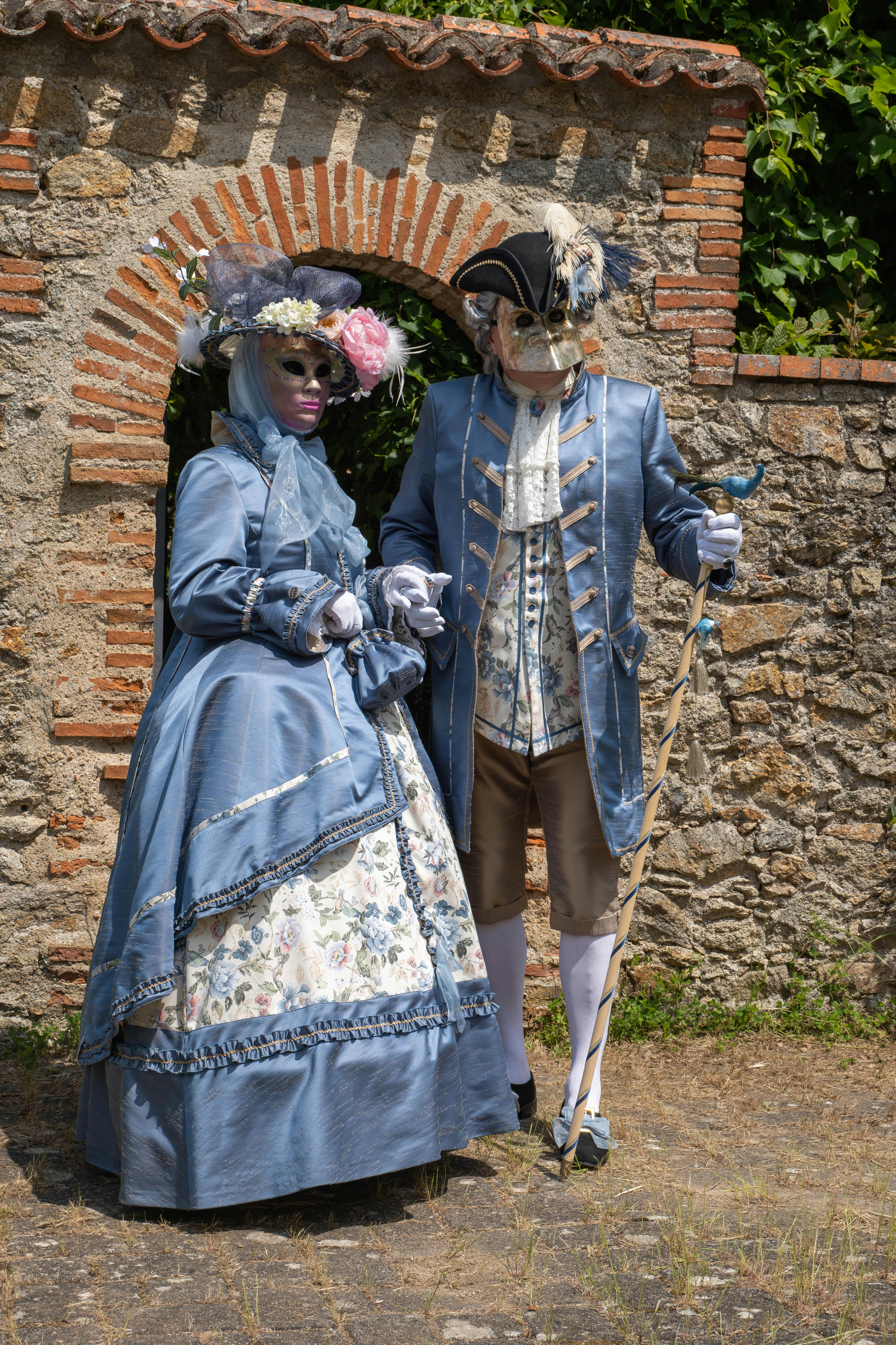 Couple in Blue Carnival Costume · Free Stock Photo