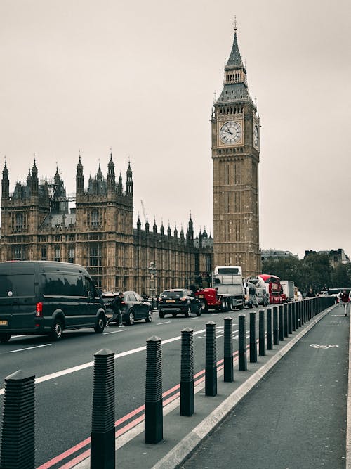 View of the Big Ben and Westminster Palace from the Westminster Bridge in London, England, UK 
