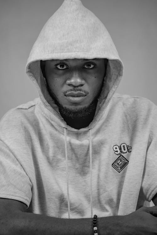 Portrait of a Young Man Wearing a Hoodie 
