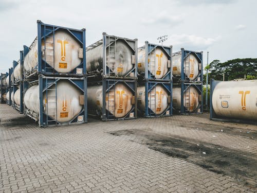 View of Tank Containers with Petroleum 