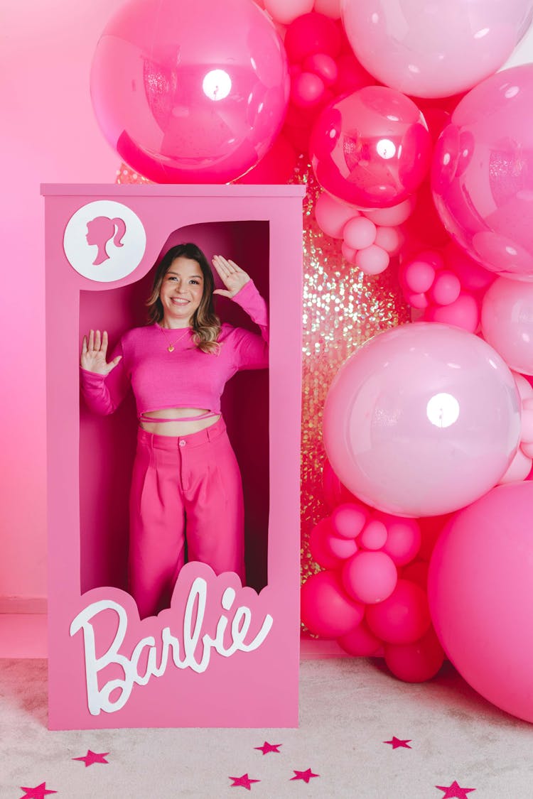 Woman In Pink Posing As Barbie 