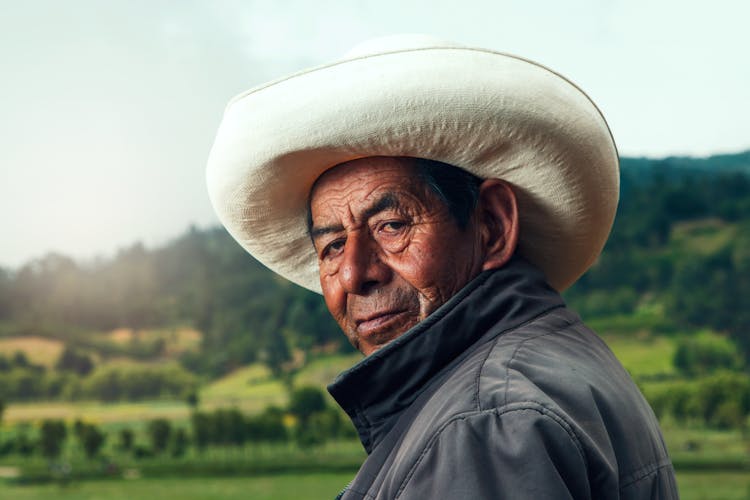 Wrinkled Face Of Farmer