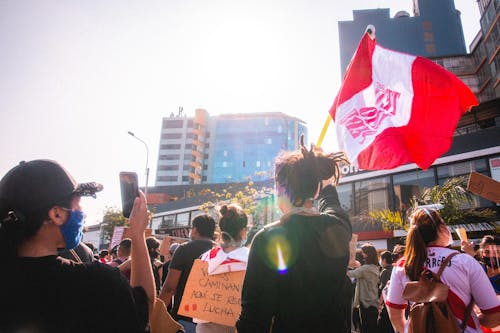 Manifestation on Street in City in Peru
