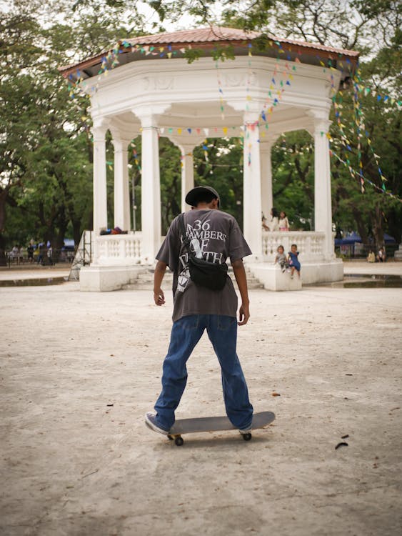 Man Skateboarding at Park