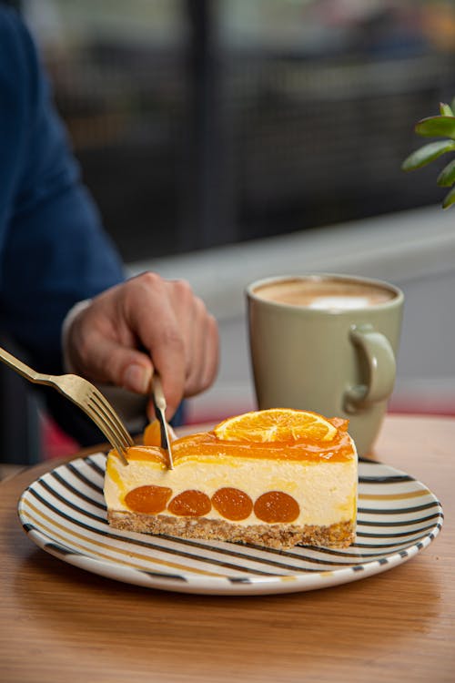 Základová fotografie zdarma na téma cheesecake, hrnek, kapučíno