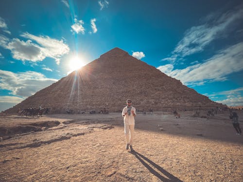 Sunset Sunlight over Pyramid in Giza