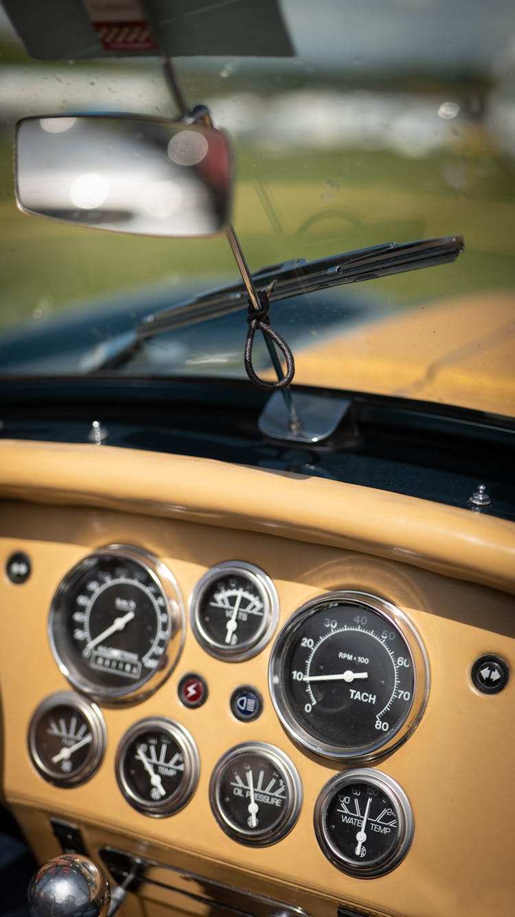 Interior Of Yellow Vintage Convertible Car