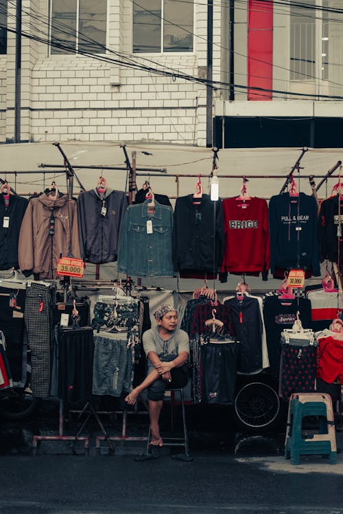 Clothes Seller on Street Market