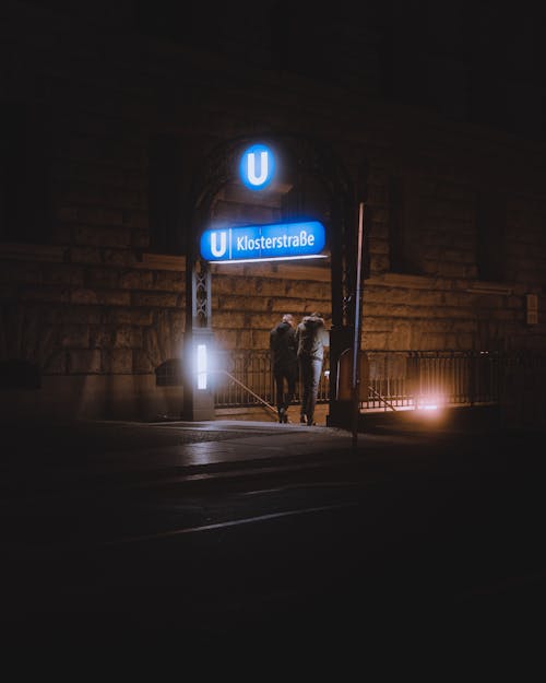 Entrance to Berlin U-Bahn Station at Night