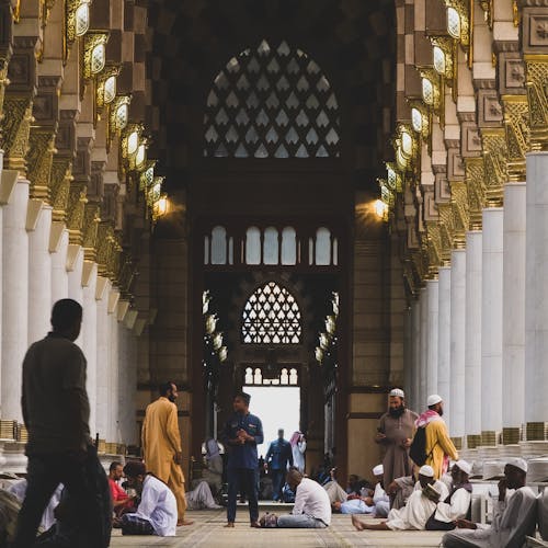 Muslim Men Praying in a Mosque 