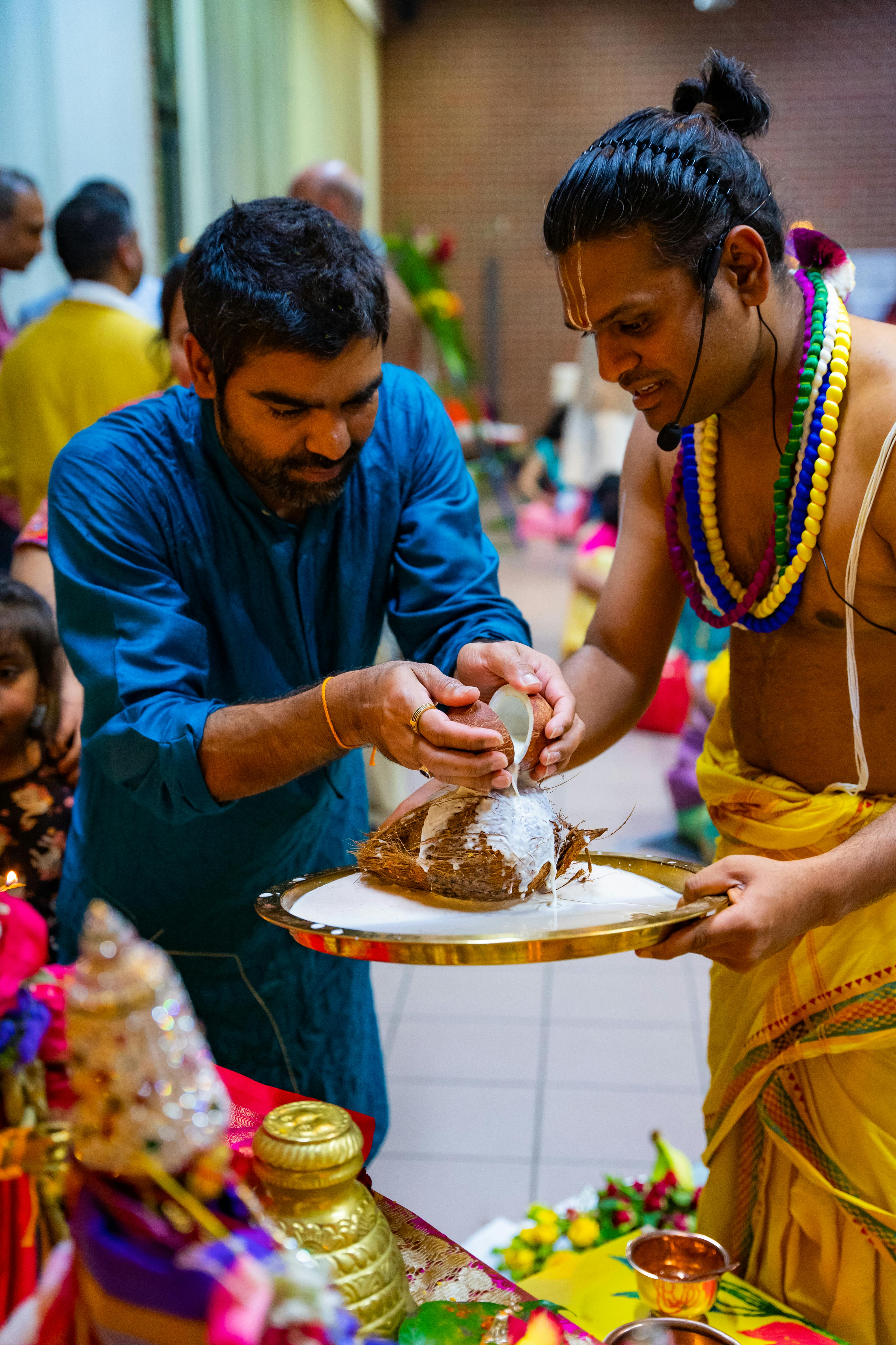 indian men during a traditional ceremony