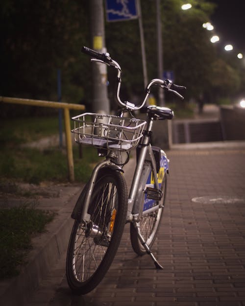 Bike with Basket on Pavement