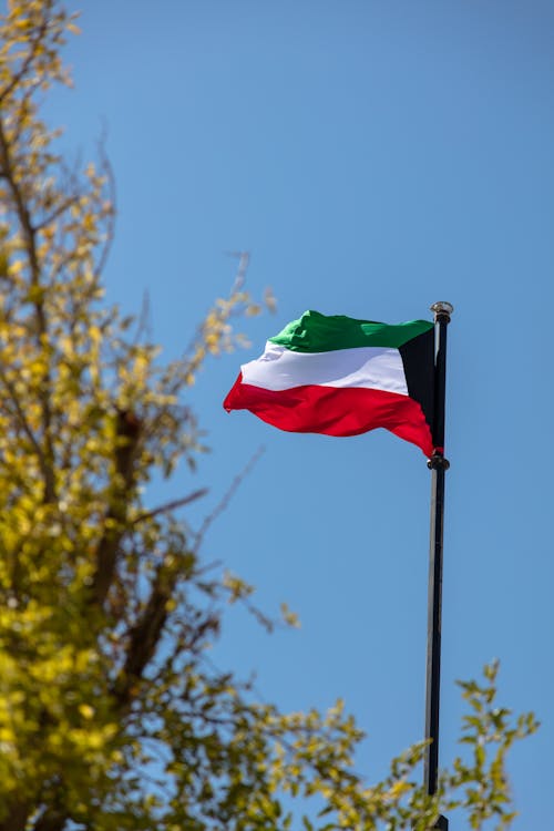 Kuwait Flag on Flagpole