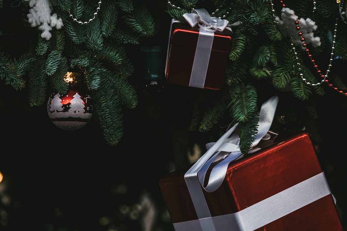 Gift Box Ornaments Hanged on Tree