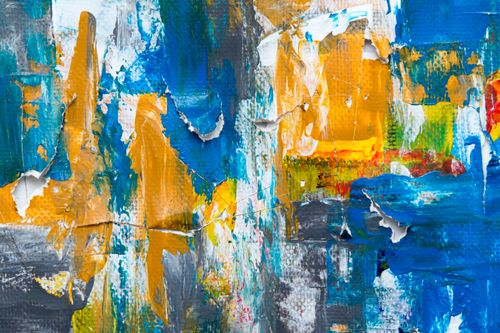 Free Colorful layered textures in a modern abstract painting provide vibrant energy. Stock Photo