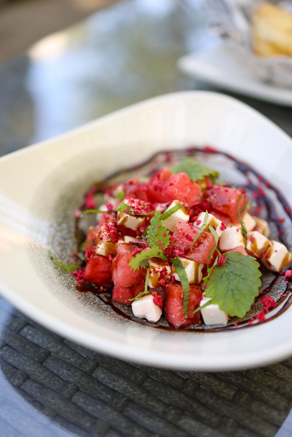 Watermelon and feta bites with fresh mint