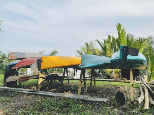 Canoes on Wooden Stand