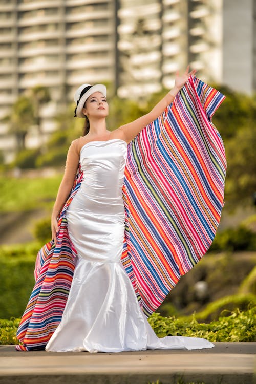 Woman in White Evening Dress