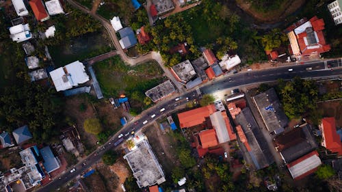 Areal view of a small town in Kerala India