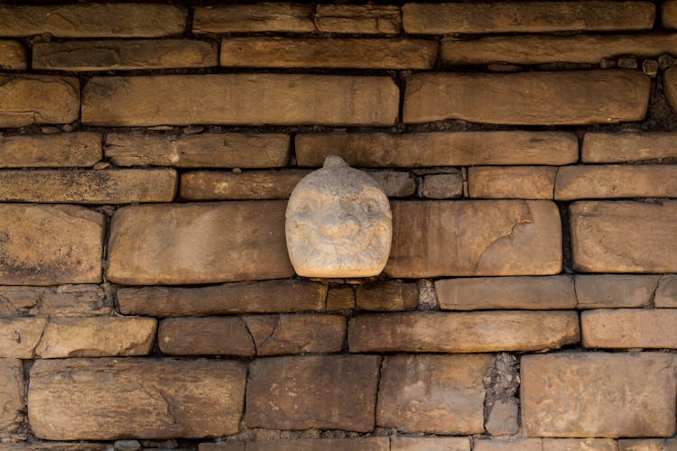 Carved Rock In Chavin De Huantar In Peru