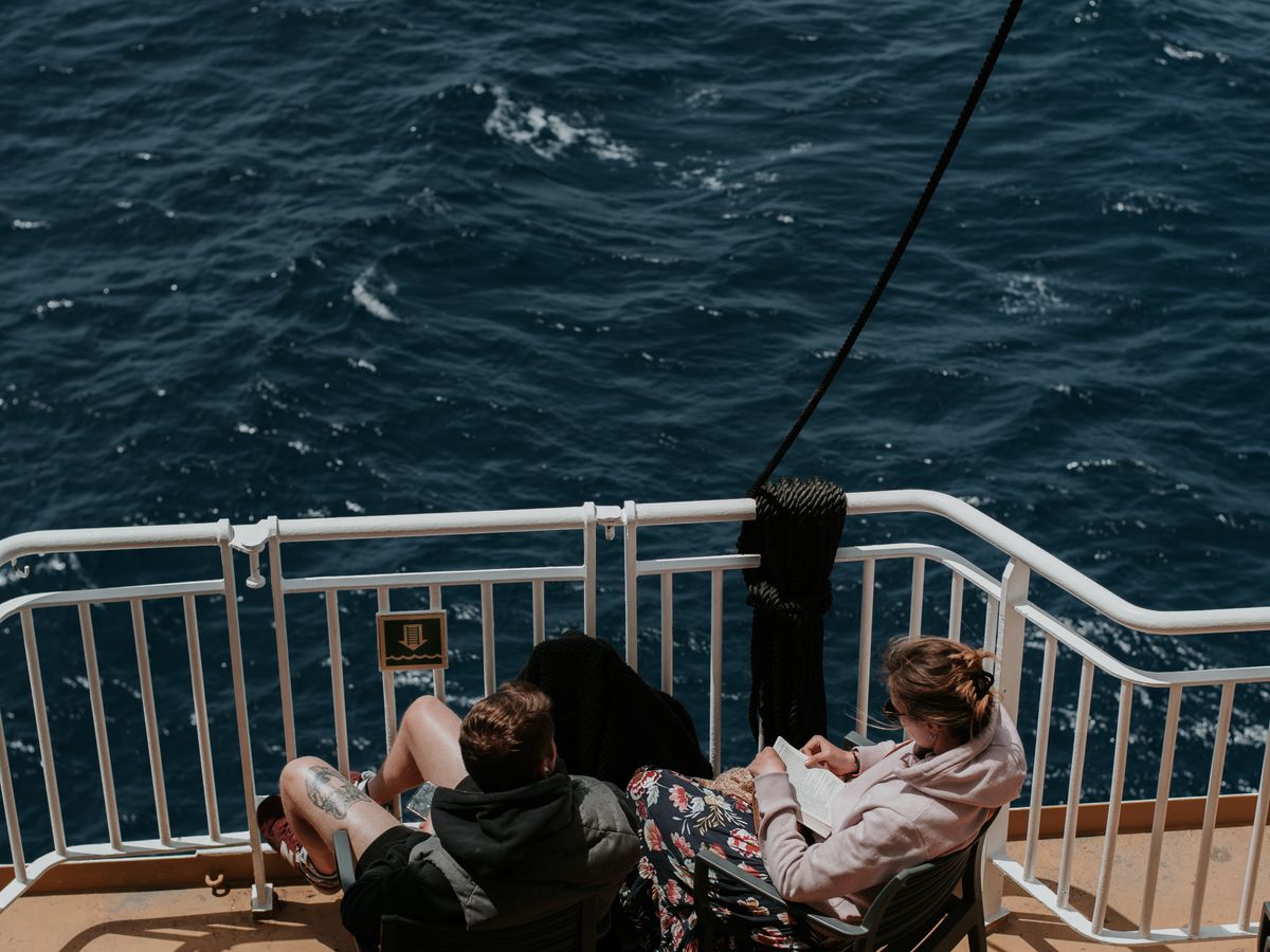 A foto do casal a bordo