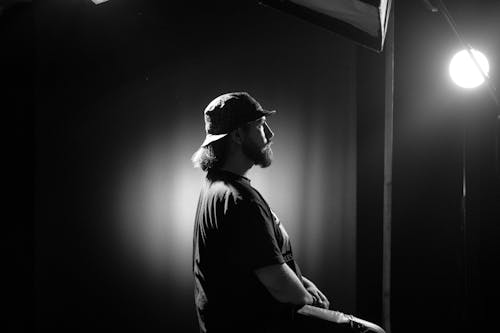 Free Bearded Man in Spotlight Stock Photo