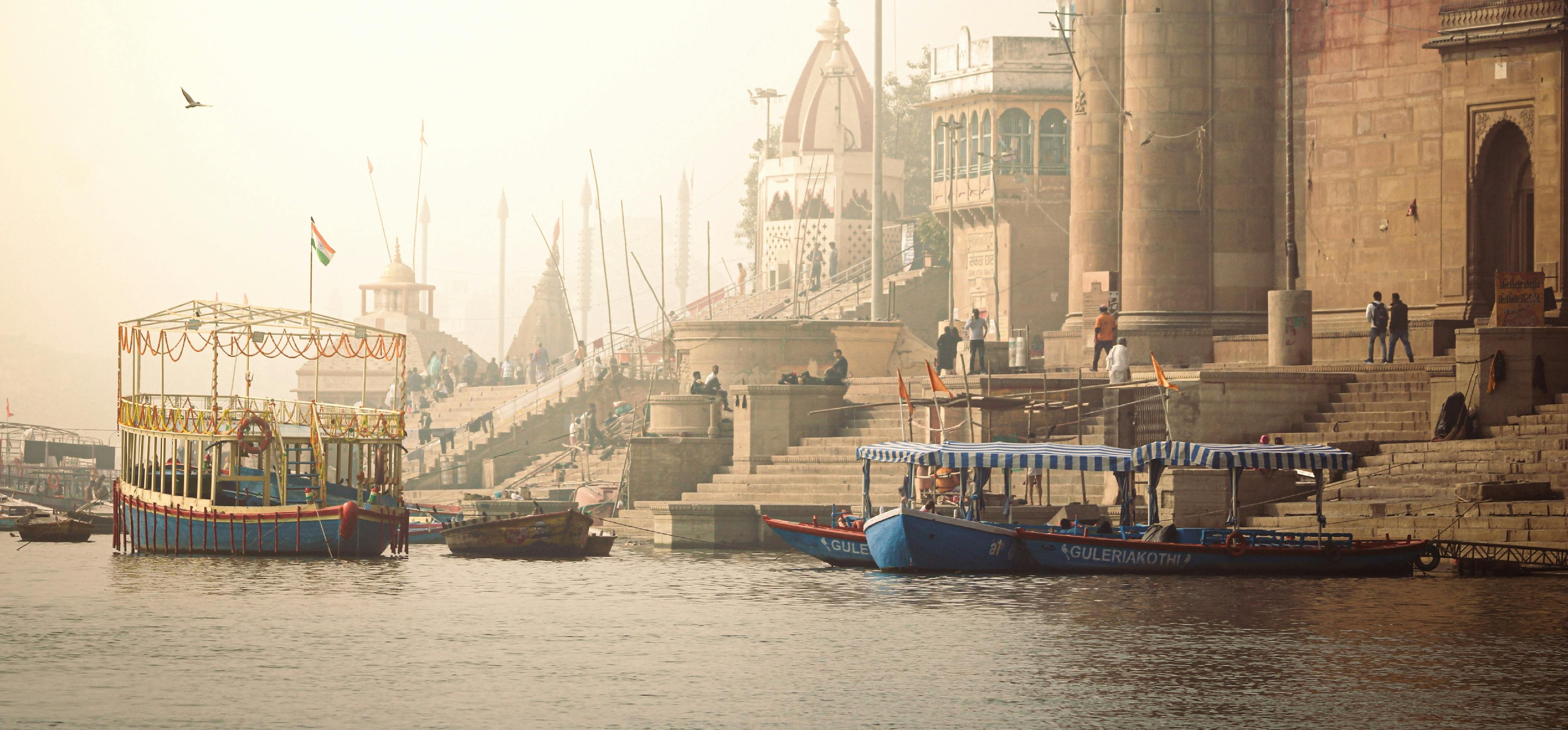 View of Varanasi Riverside in the Evening