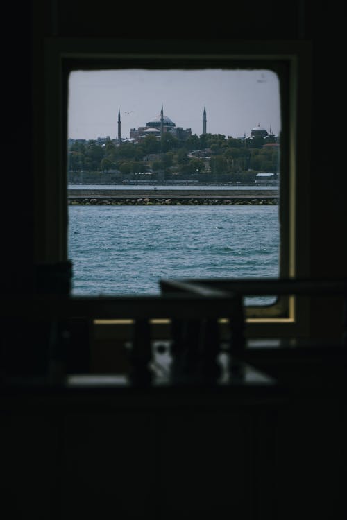 View of a Mosque from a Ferry Window 