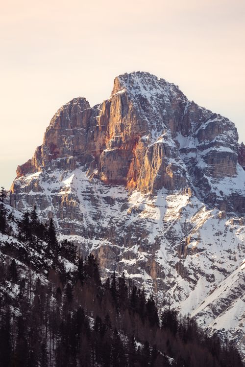 Free Stunning view of the snow-capped Dolomites during sunset showcasing natural beauty. Stock Photo