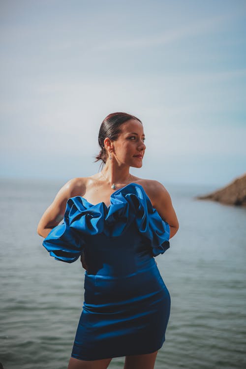 미니, 바다, 블루 드레스의 무료 스톡 사진