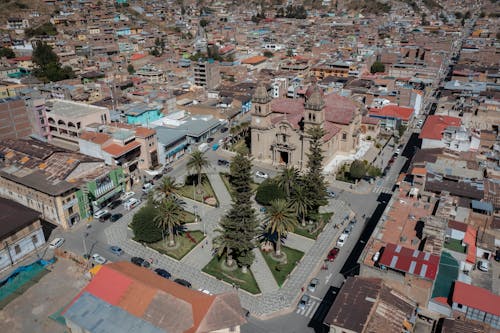 Aerial View of the Main Square in Tarma, Peru 