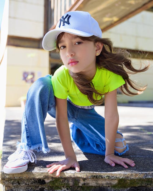 A Girl in a Trendy Outfit Posing in City 